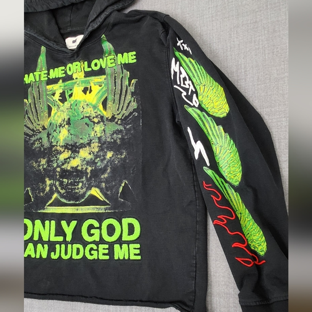 Maison Noir Judgement Graphic Skull Design Embroidered Black Hoodie. Medium - Picture 2 of 9